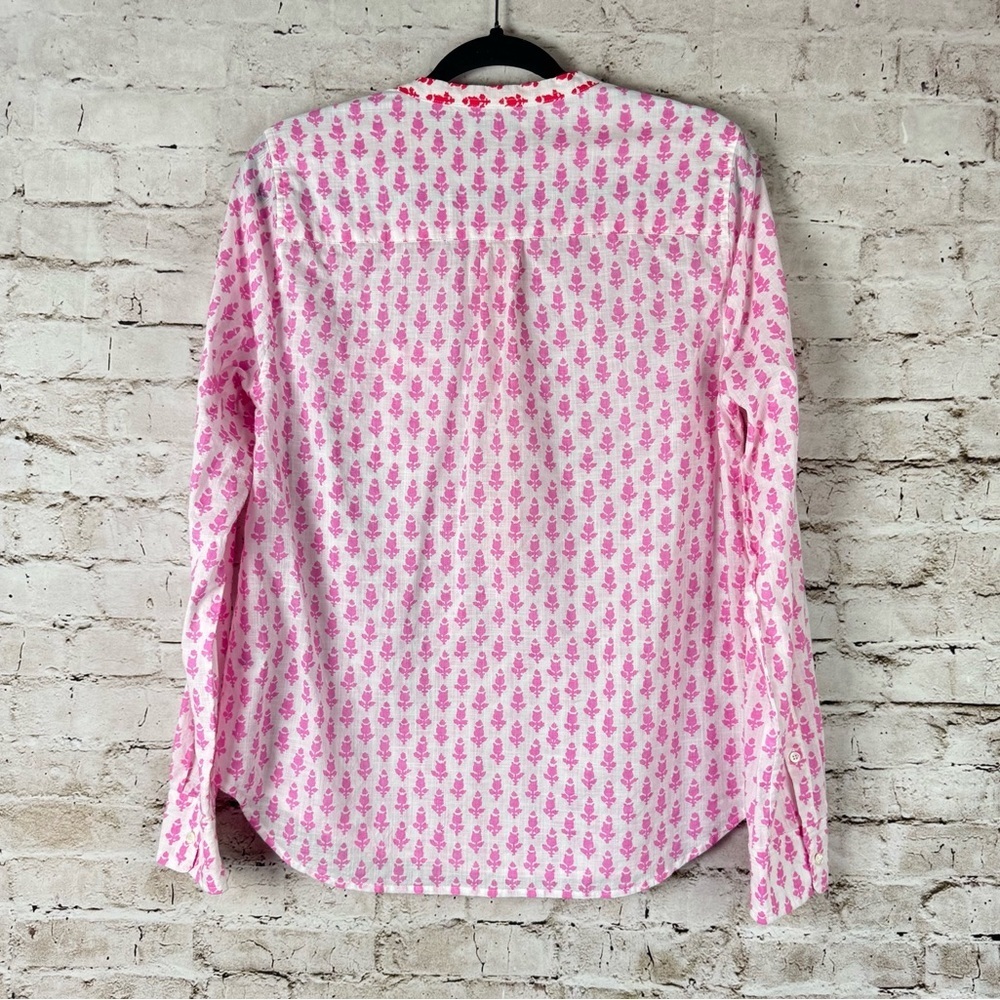J. Crew Womens 10 Long Sleeve Popover Blouse Pink Thistle Cotton Voile Red 43484 - Picture 5 of 6